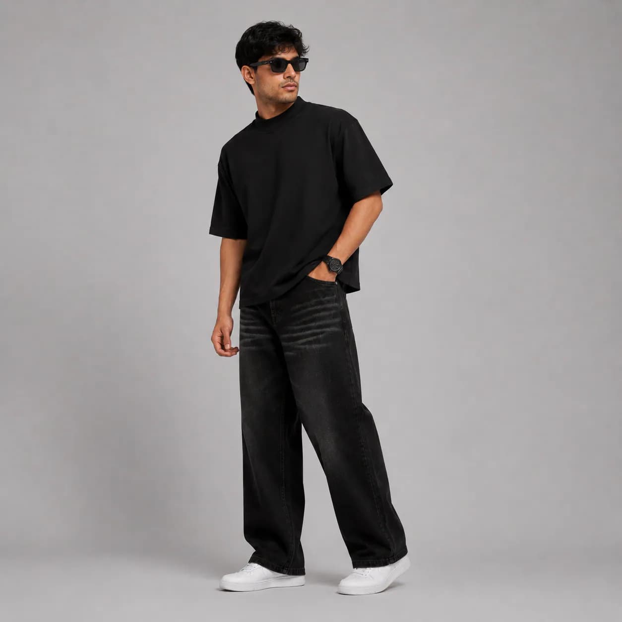 Black Horizon Soft Baggy Loose Fit Jeans - view 3