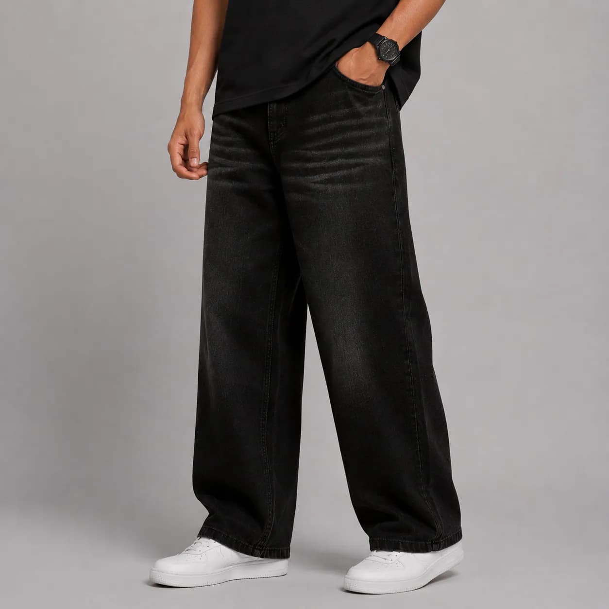 Black Horizon Soft Baggy Loose Fit Jeans - view 4