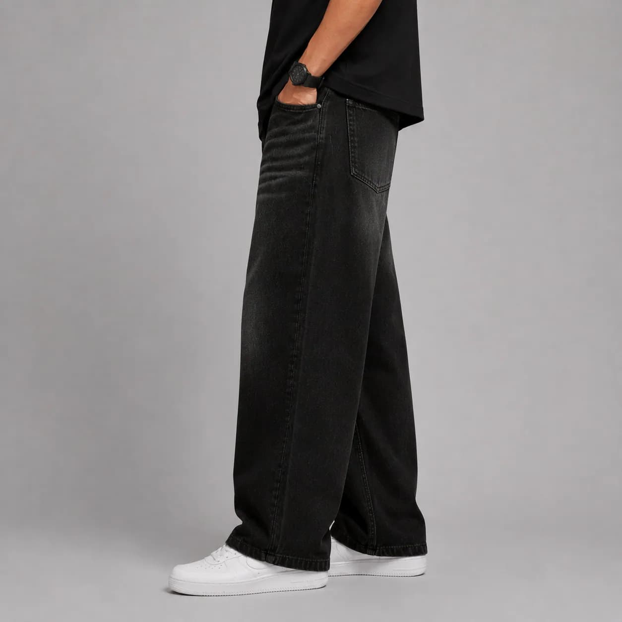 Black Horizon Soft Baggy Loose Fit Jeans - view 5