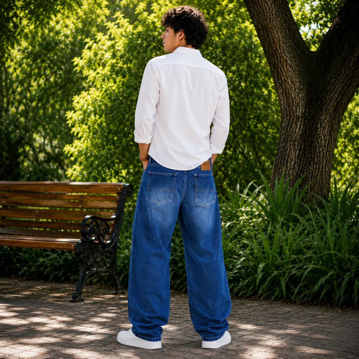 Deep Indigo Soft Baggy Loose Fit Jeans - view 4