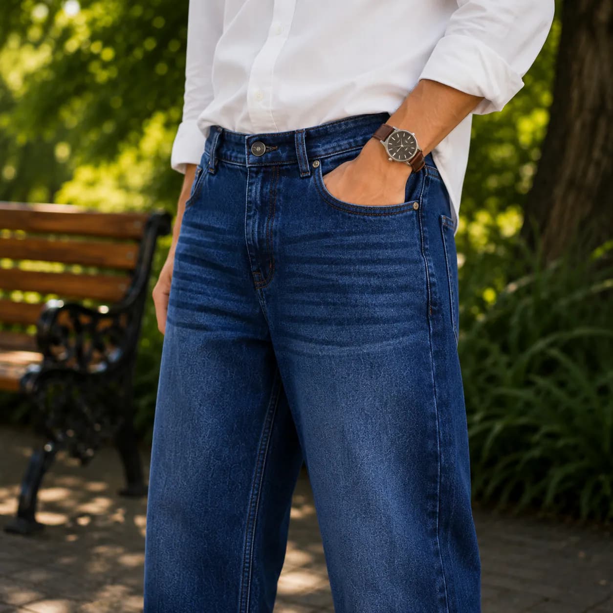 Deep Indigo Soft Baggy Loose Fit Jeans - view 5