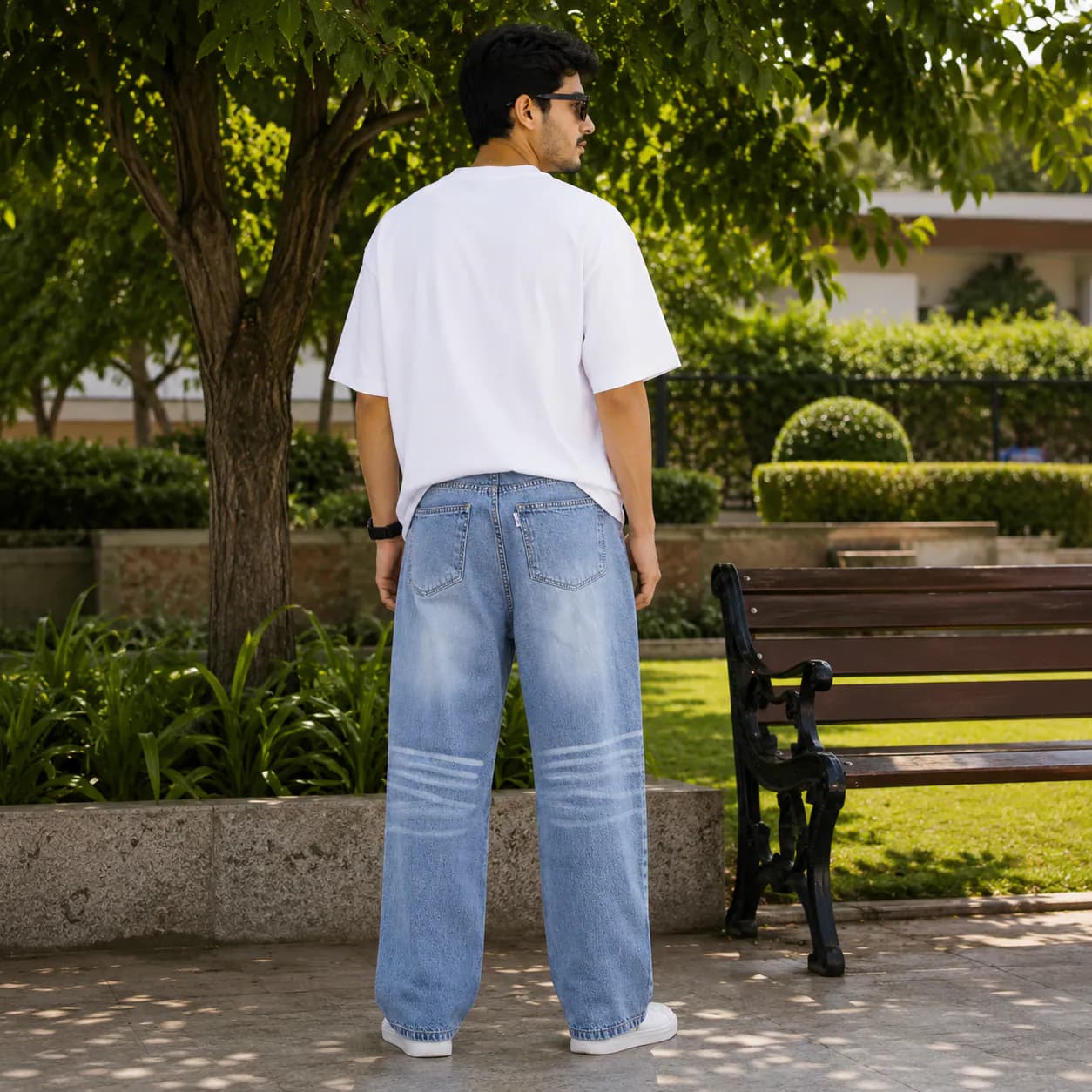 Denim Breeze Faded Blue Soft Baggy Jeans - view 3
