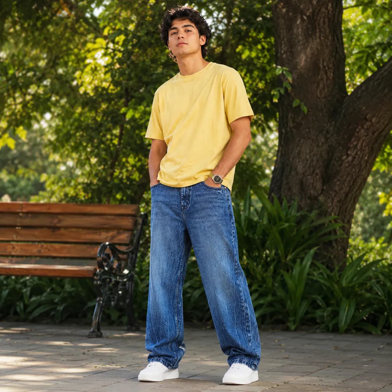 Drift Blue Soft Baggy Loose Fit Jeans - view 2