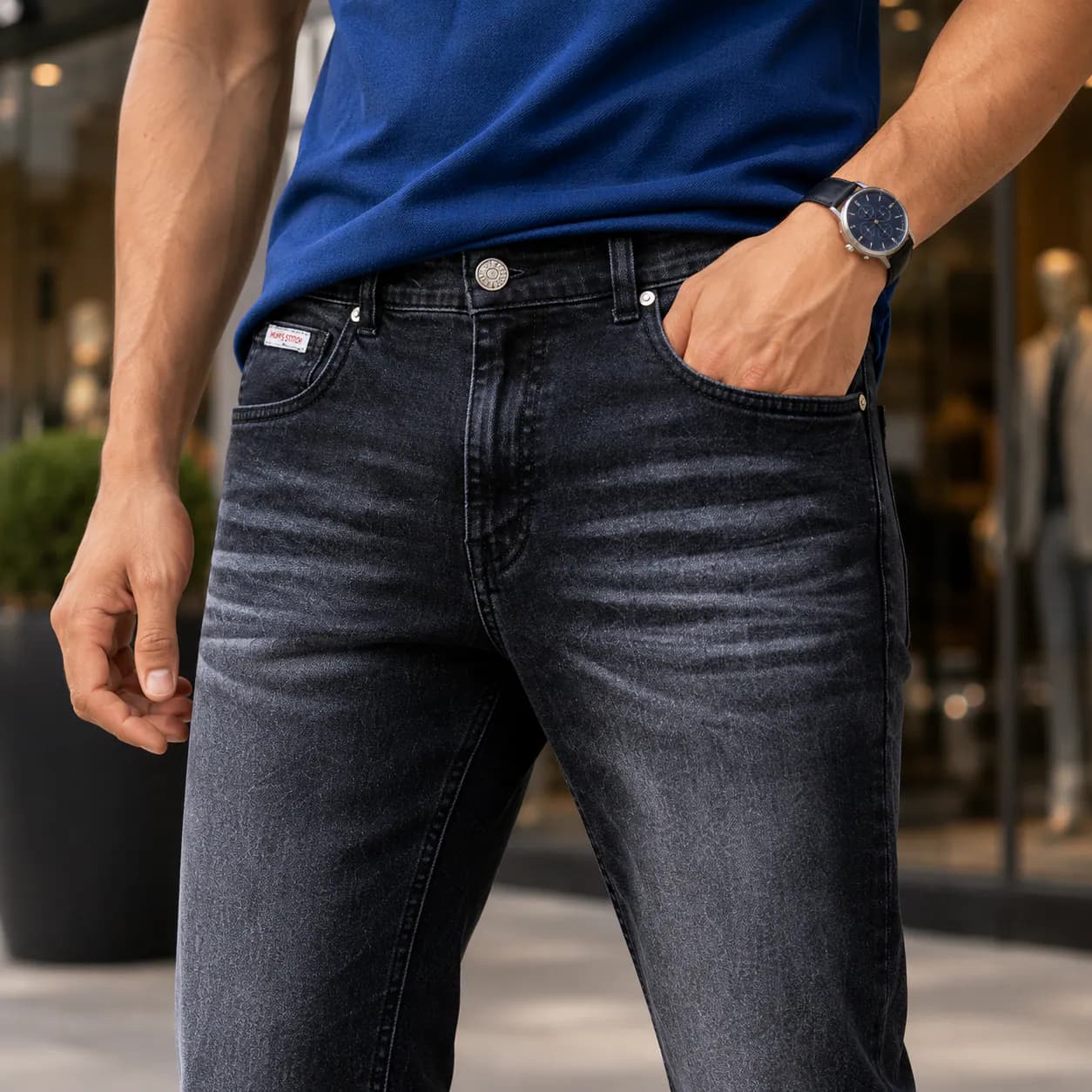 Dustfade Washed Black Casual Fit Jeans - view 5