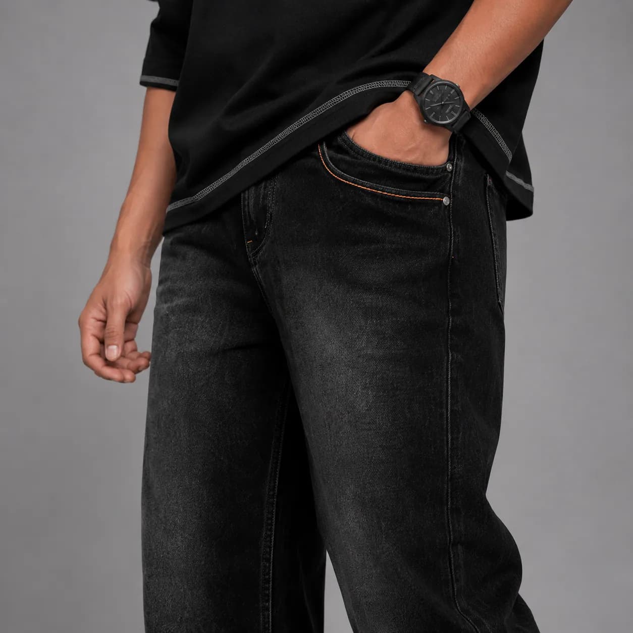 Onyx Black Mid Rise Bootcut Jeans - view 2