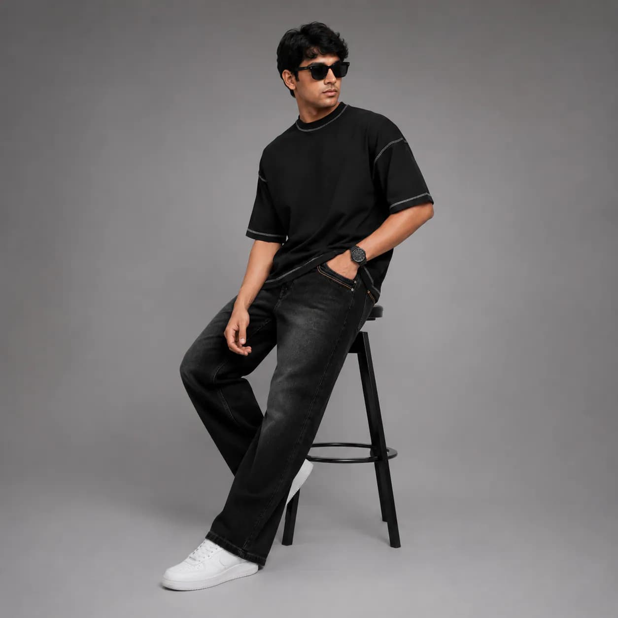 Onyx Black Mid Rise Bootcut Jeans - view 3