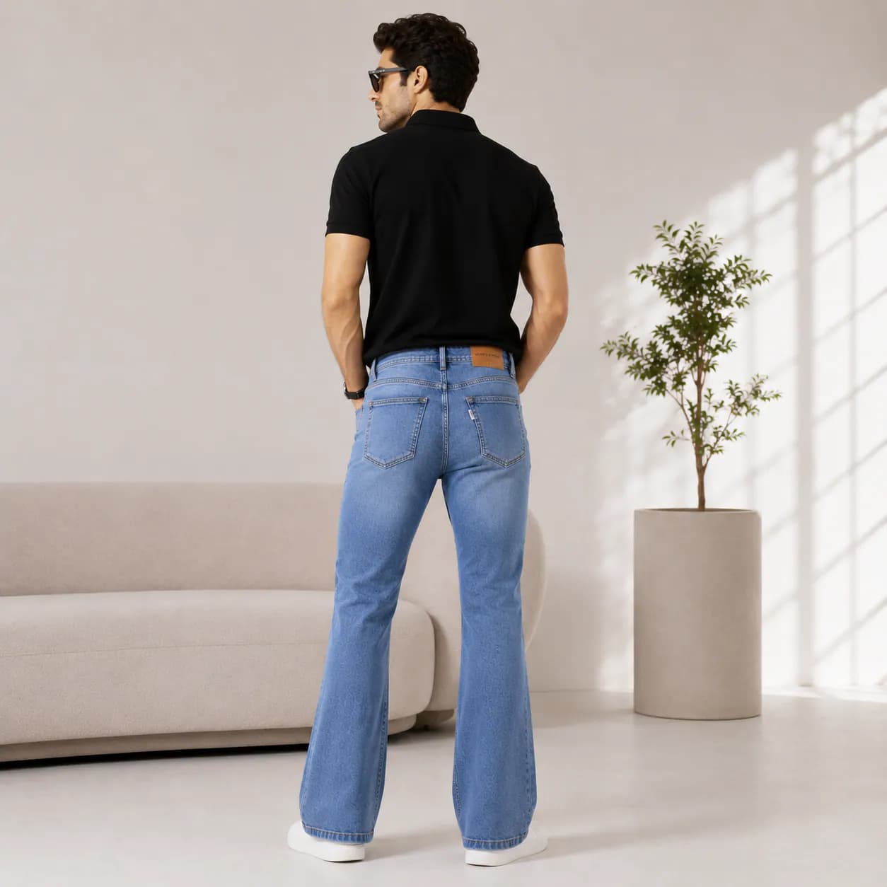 Soft Blue Casual Fit Straight Leg Jeans - view 5