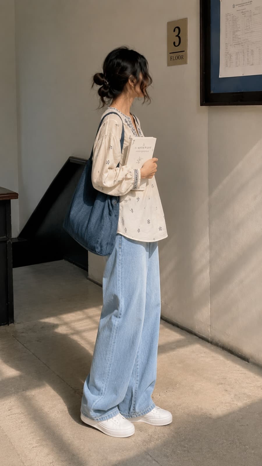 MEADOW EMBROIDERED WIDE LEG Side
