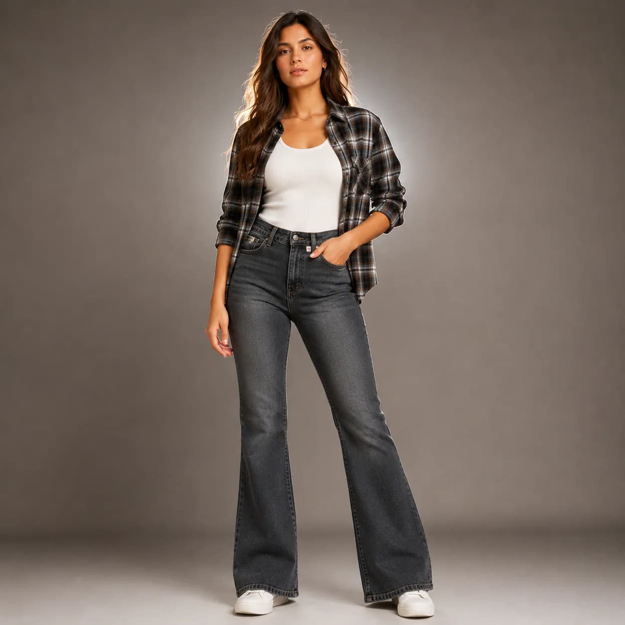 Graphite Grey High Waist Bootcut Jeans - view 3