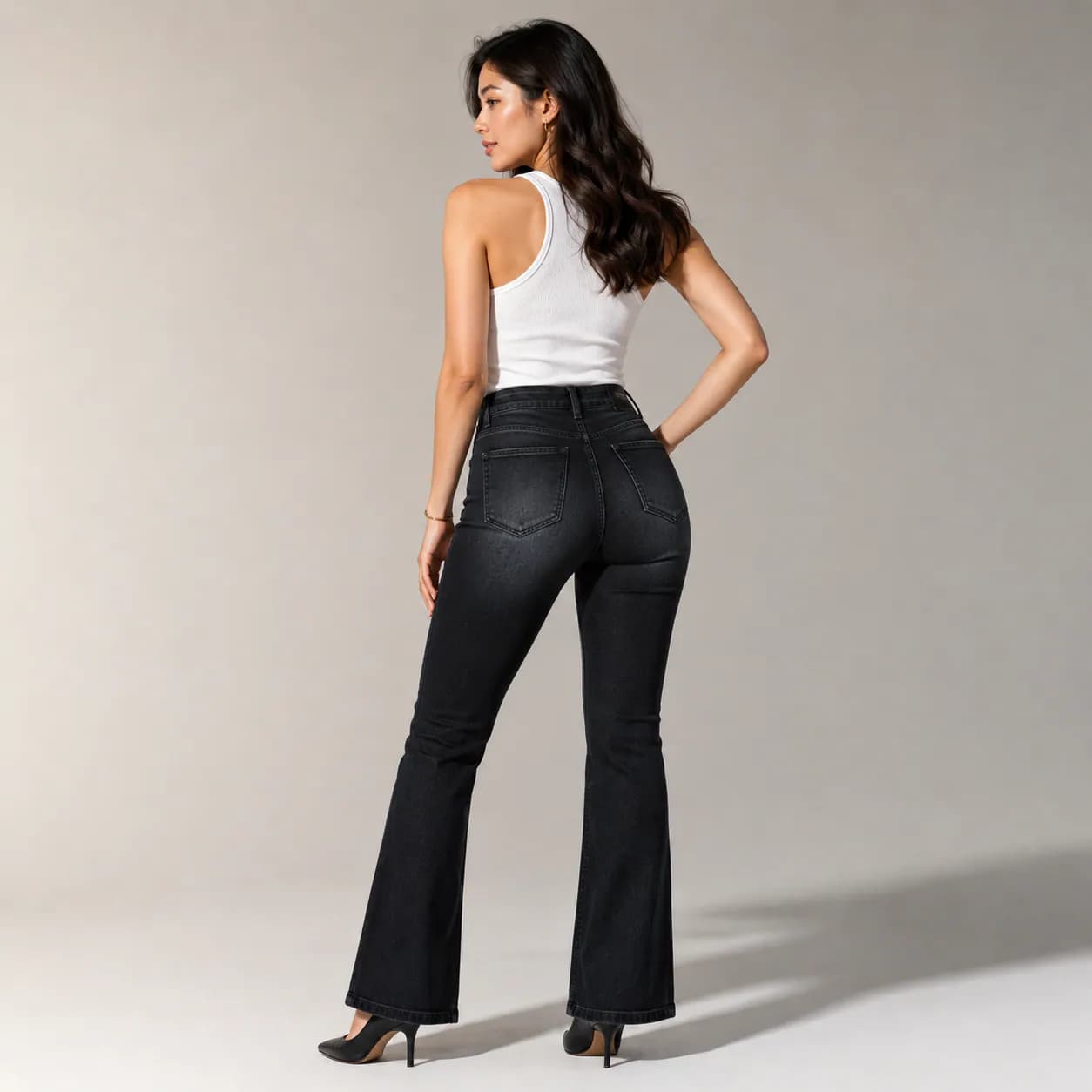 Midnight Flare Black High Waist Bootcut Jeans - view 2
