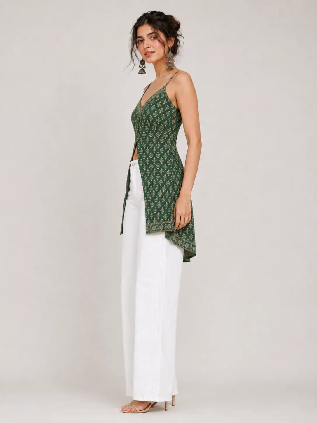 Pearl White High Waist Wide Leg Jeans - side view