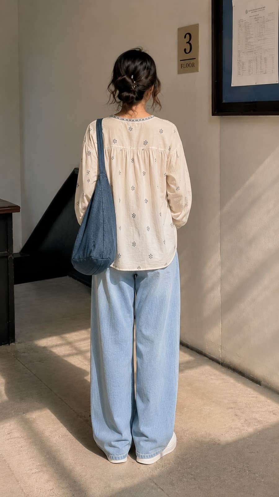 MEADOW EMBROIDERED WIDE LEG Front